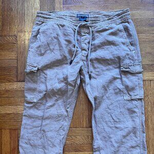 Vilebrequin Men’s 100% Linen Cargo Tan Brown Rare Pants Adult Size Large